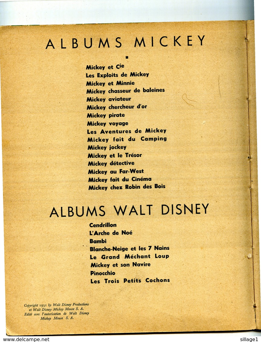 Walt Disney - Mickey - Les Exploits De Mickey - Hachette - Edition Originale - 1951 - Bon Etat - Prime Copie