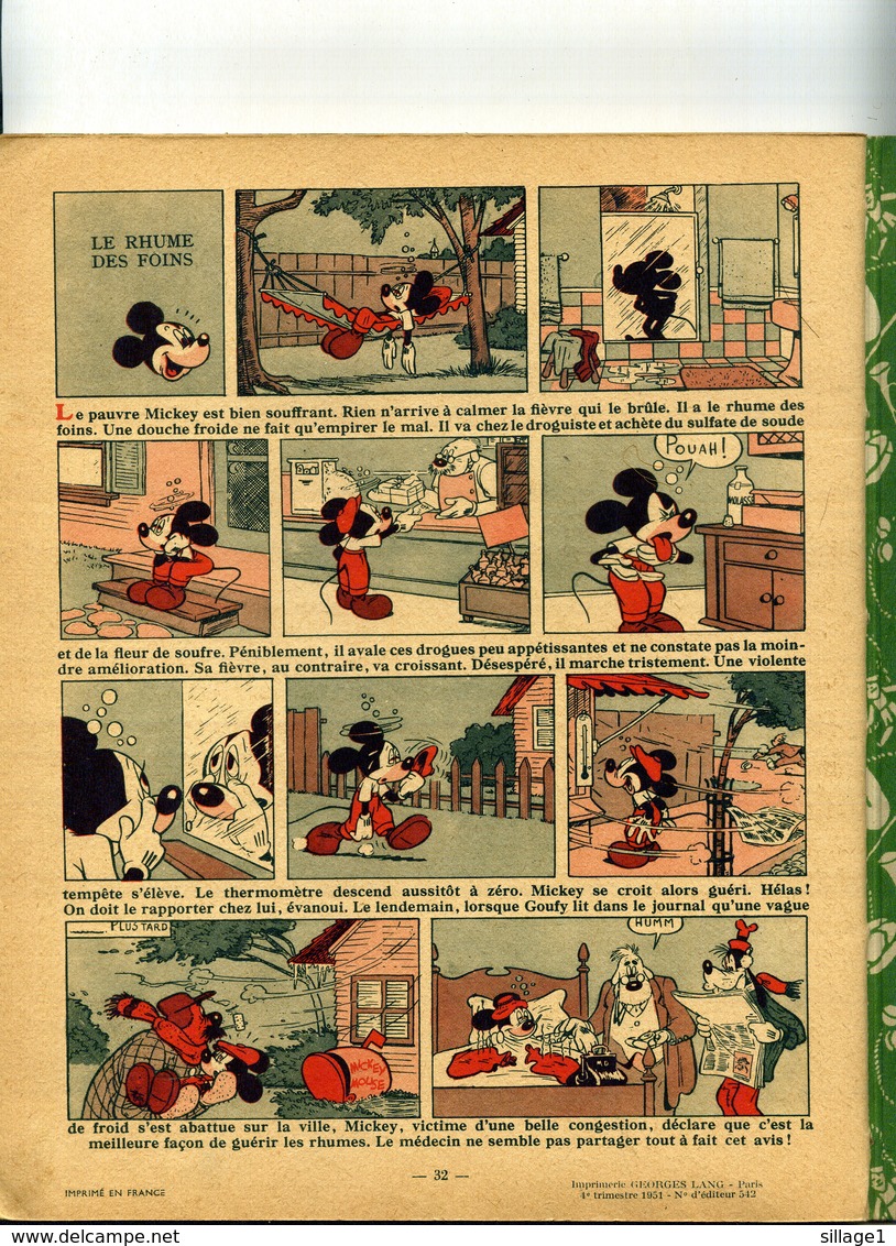 Walt Disney - Mickey - Les Exploits De Mickey - Hachette - Edition Originale - 1951 - Bon Etat - Erstausgaben