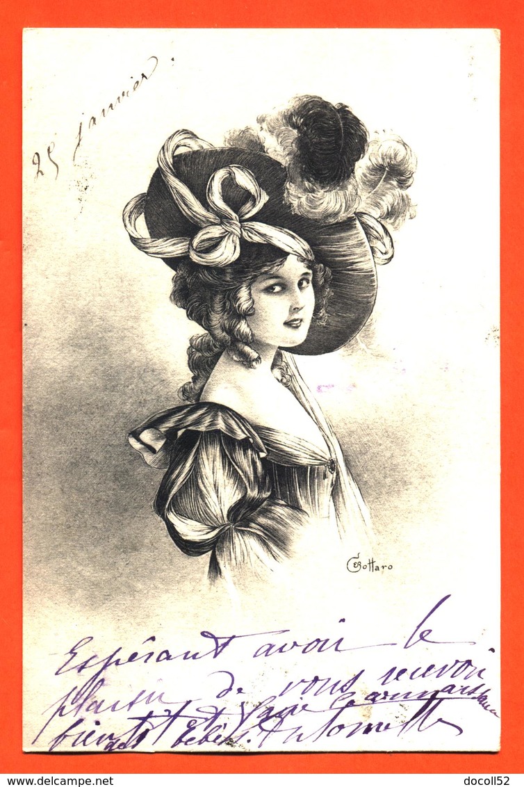 CPA Illustrée Par BOTTARO  " Femme élégante Avec Chapeau " Carte Precurseur - Bottaro