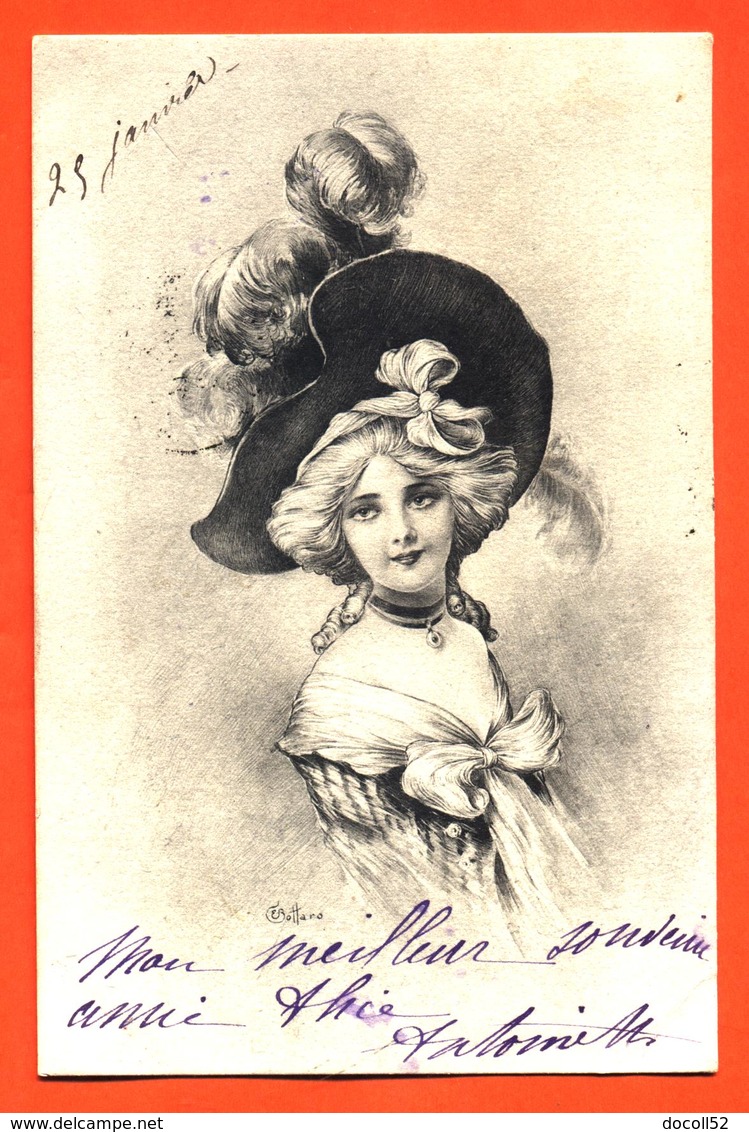 CPA Illustrée Par BOTTARO  " Femme élégante Avec Chapeau " Carte Precurseur - Bottaro