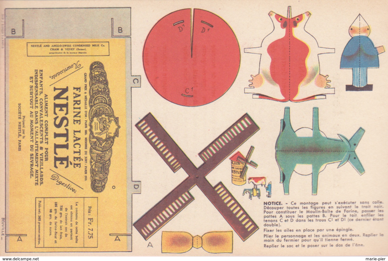 Image Nestlé à Découper. Moulin, Meunier, Vache Et âne - Nestlé