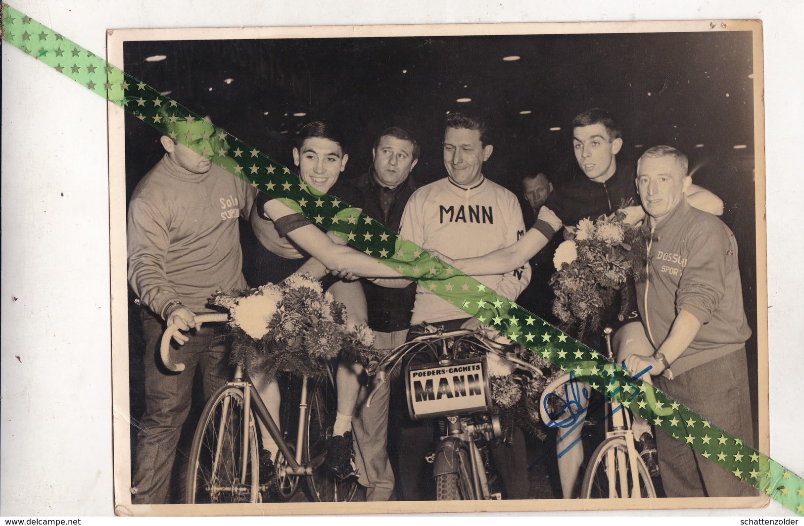 Eddy Merckx En Patrick Sercu, Piste, Gehandtekend Door Sercu, Groot Formaat 24cm Op 18cm - Foto Dedicate