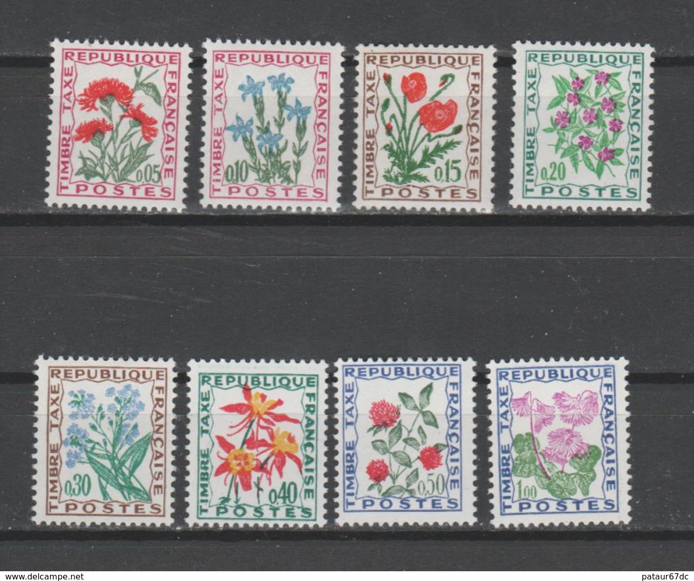 FRANCE / 1964-1971 / Y&T TAXE N° 95/102 ** : "Fleurs" (Série Complète 8 TP) X 1 - 1960-.... Neufs