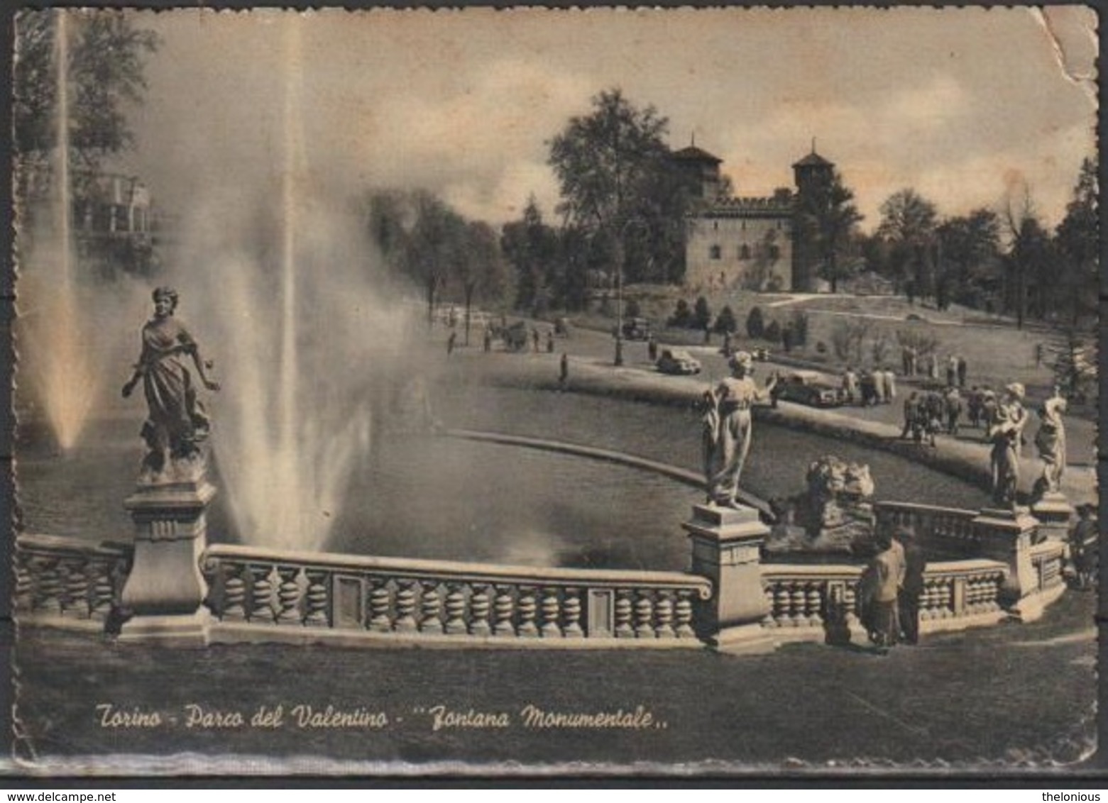 * Cartolina - Torino - Parco Del Valentino - Fontana Monumentale - Viaggiata 1954 - Parcs & Jardins