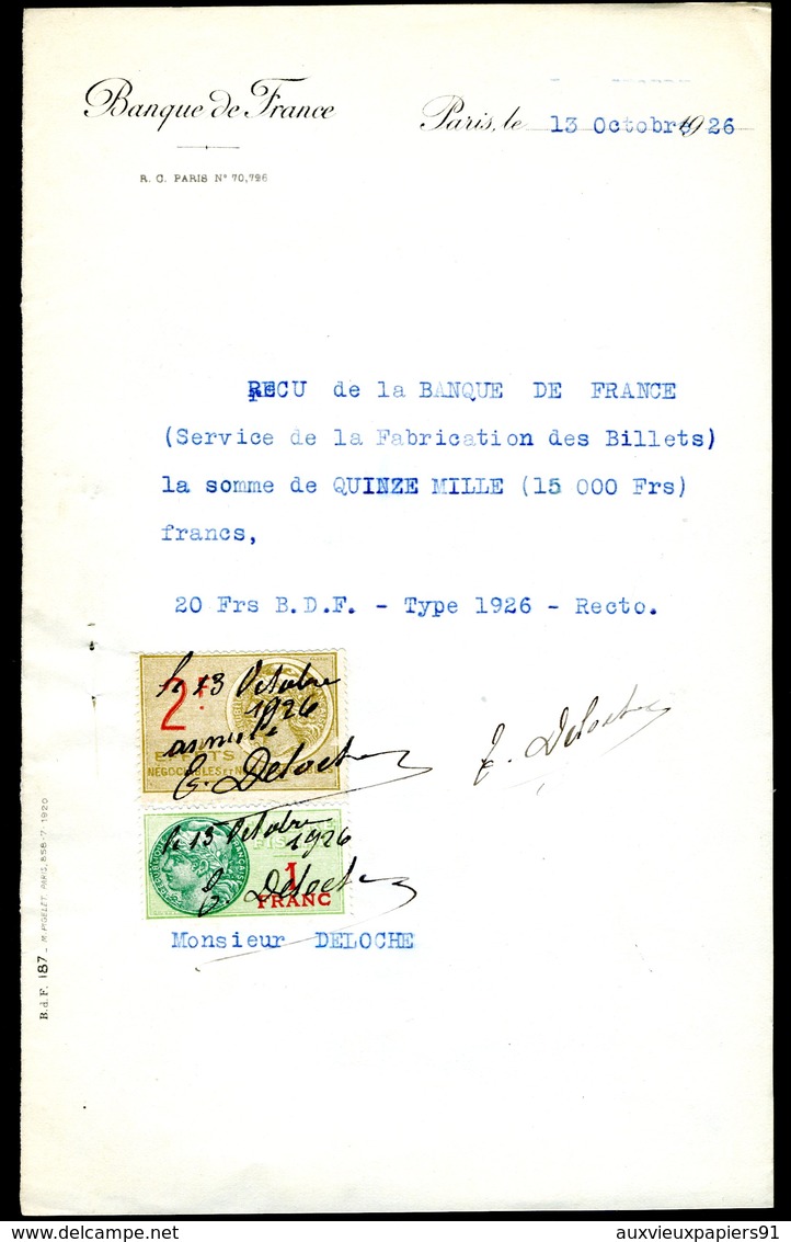 Numismatique - Autographe D'Ernest Pierre DELOCHE (1861-1950) - Graveur D'un Billet BDF (Banque De France) - Altri & Non Classificati
