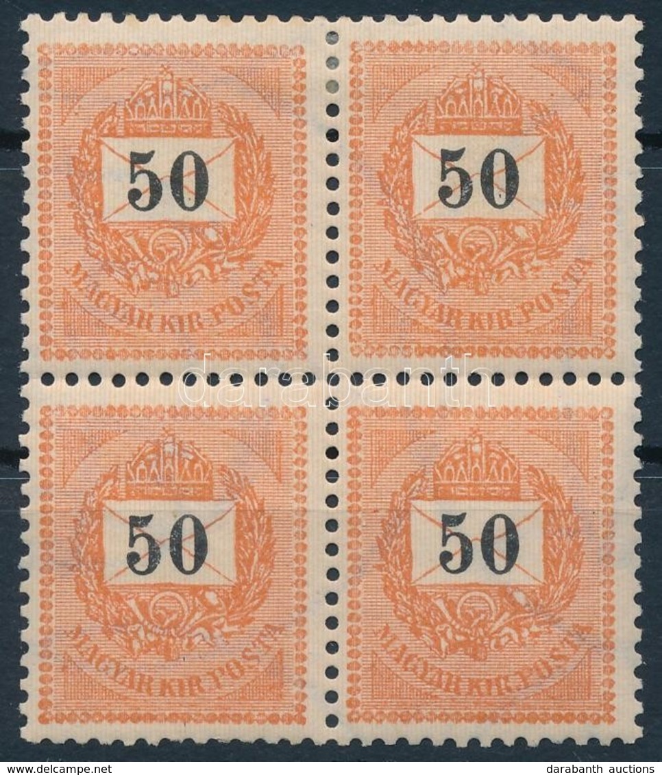 ** * 1898 50kr Négyestömb, 4. Vízjelállás, 1 Bélyeg Postatiszta (125.000+++) - Otros & Sin Clasificación