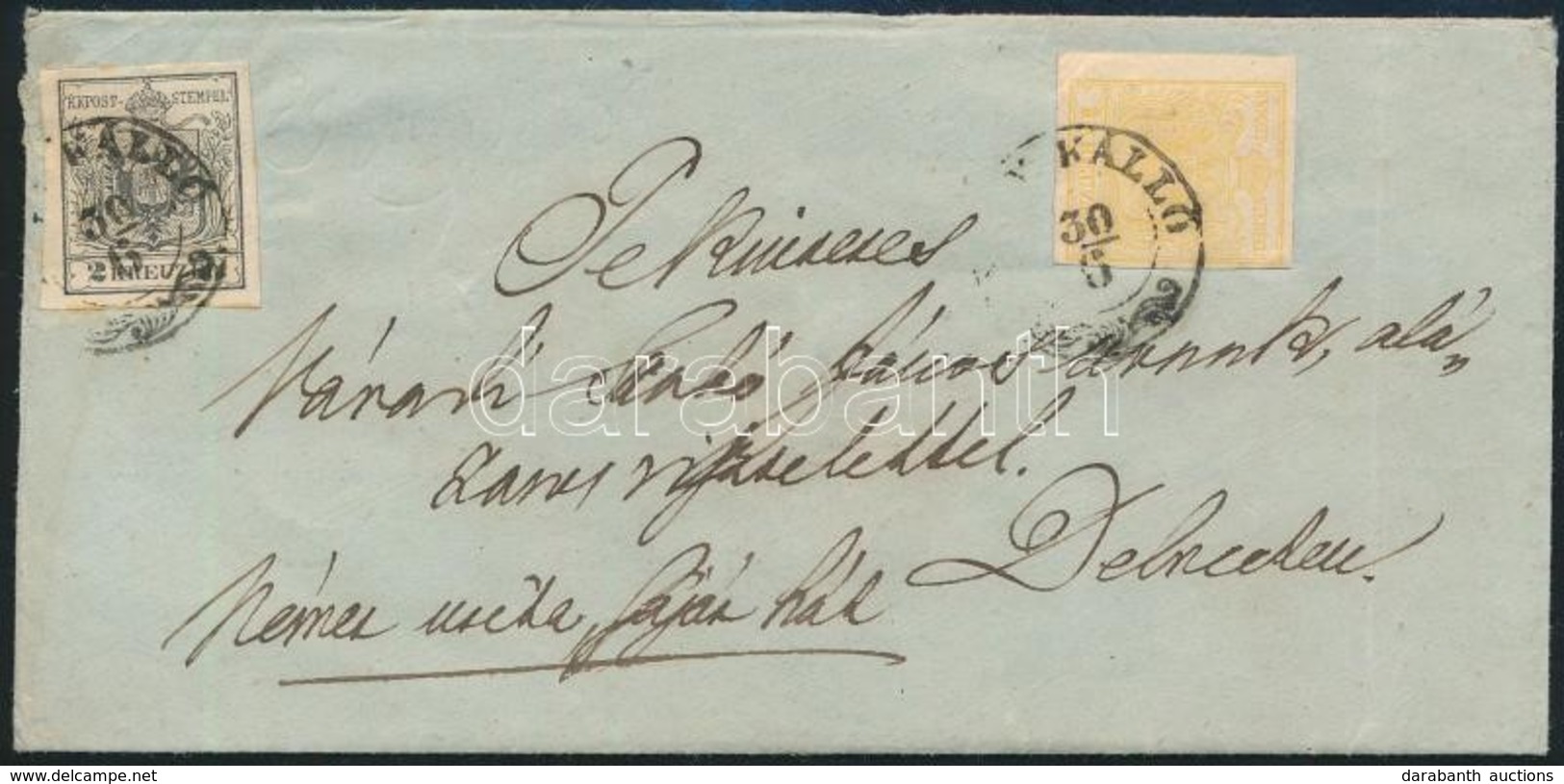 ~1855 1kr + 2kr MP Távolsági Levélen '(NAGY) KÁLLÓ' - 'DEBRECEN' - Otros & Sin Clasificación