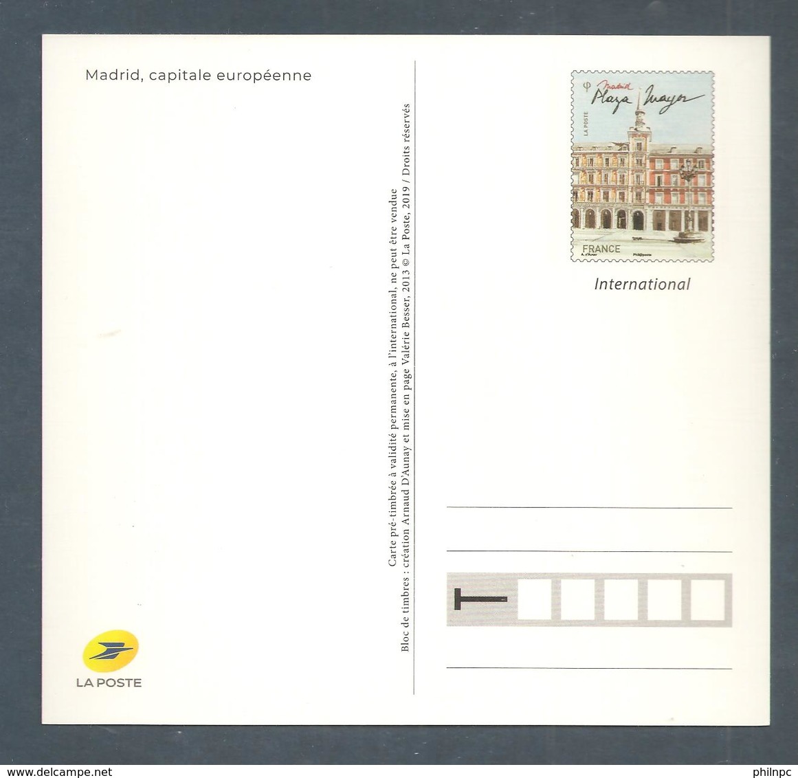 France, Entier Postal, Prêt à Poster, Carte, 4730, Neuf, TTB, Capitale Européenne, Madrid, Plaza Mayor - Prêts-à-poster: Other (1995-...)
