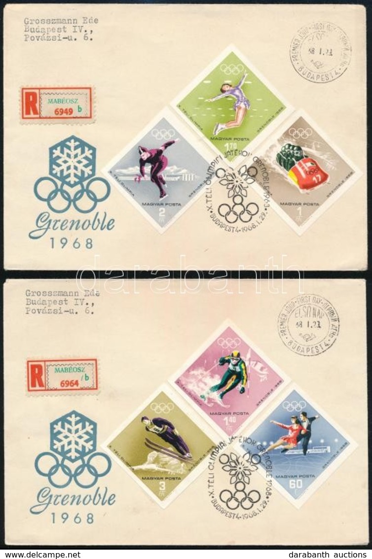 1968 Téli Olimpia (III.) - Grenoble Vágott Sor 3 Db Ajánlott FDC-n - Autres & Non Classés