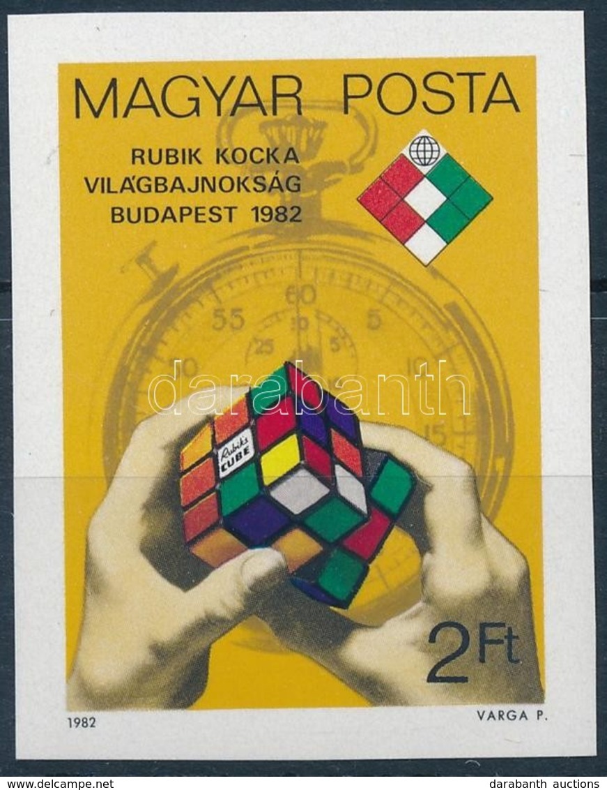 ** 1982 Rubik-kocka VB Vágott Bélyeg - Sonstige & Ohne Zuordnung