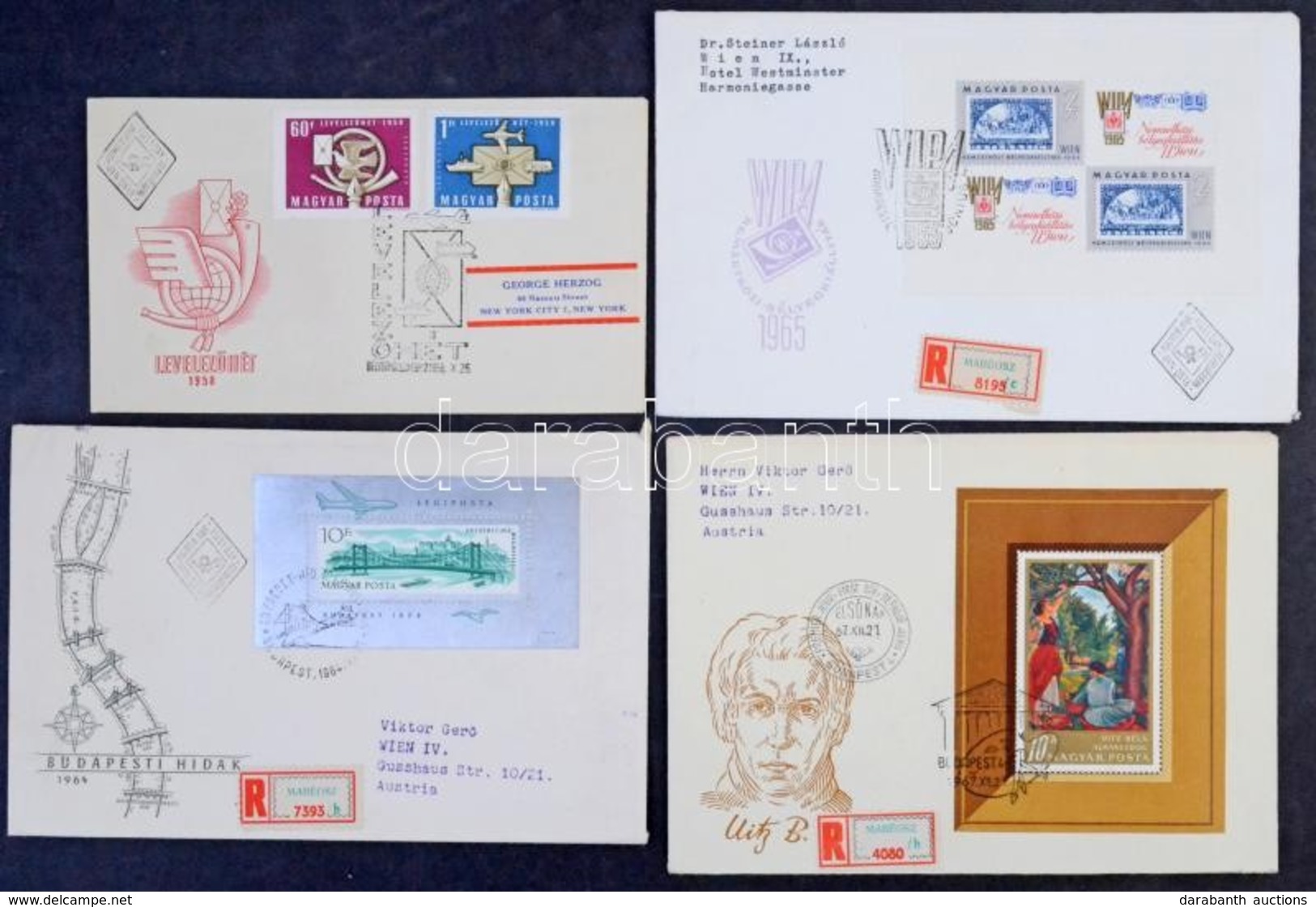 Magyar FDC Gyűjtemény 1958-1971, 340 Db Külföldre Küldött, Nagyrészt Különböző FDC, Szép Anyag Karton Dobozban - Sonstige & Ohne Zuordnung