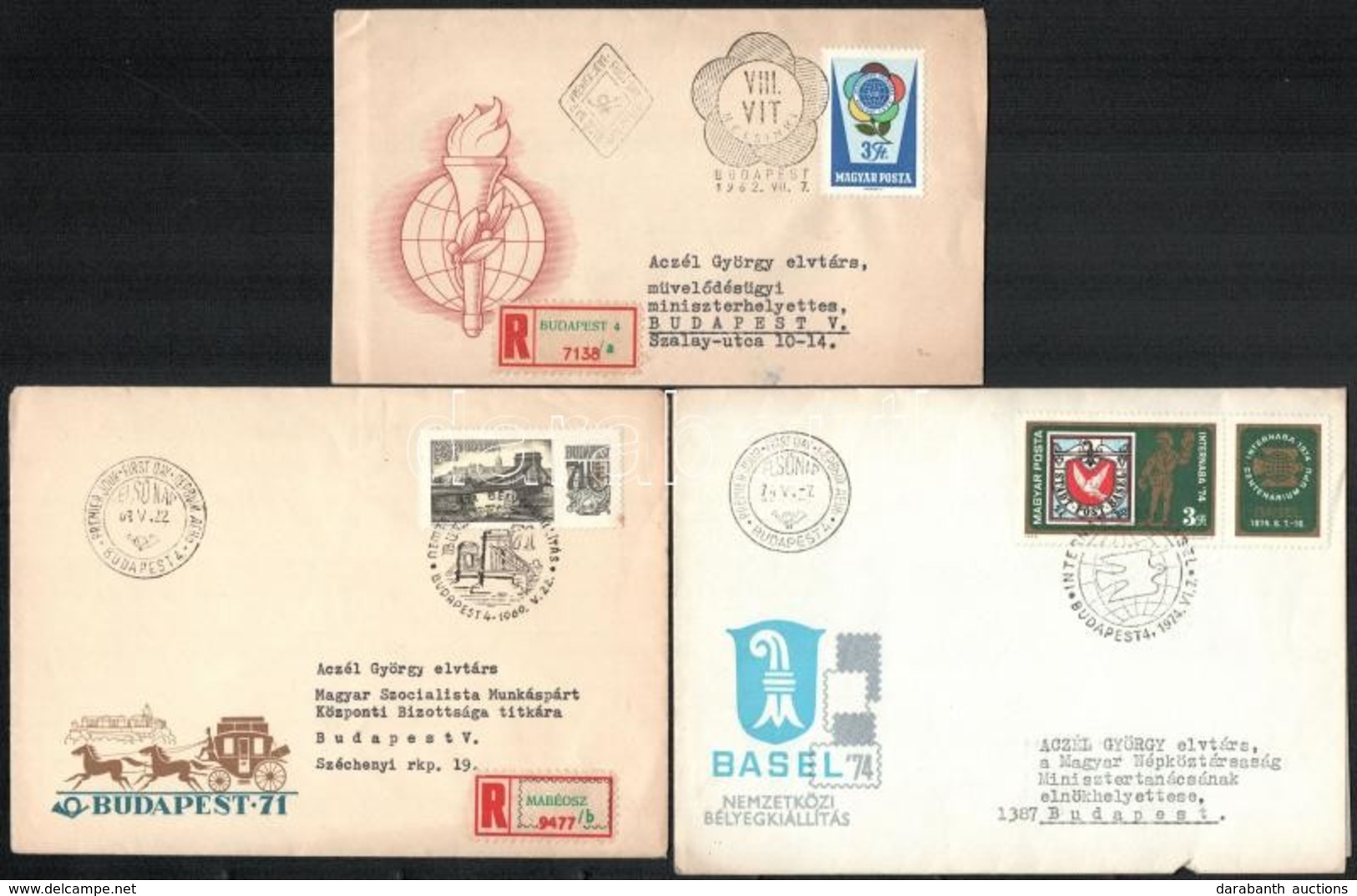 1962-1974 3 Db FDC Aczél Györgynek Címezve - Sonstige & Ohne Zuordnung