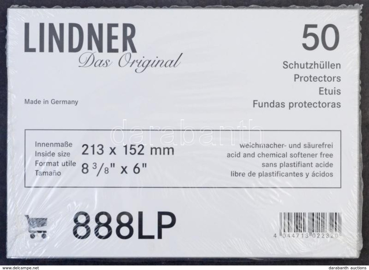 Lindner Víztiszta Levéltok (888LP), 213x152mm Hasznos Méret, 50 Darabos Bontatlan Csomag, Bankjegy és Képeslap Tárolásár - Andere & Zonder Classificatie