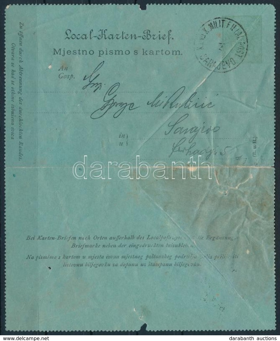 1890 3kr Díjjegyes Zárt Levelezőlap (120.000) / 3kr PS-cover Card 'SARAJEVO' (javított / Repaired) - Sonstige & Ohne Zuordnung