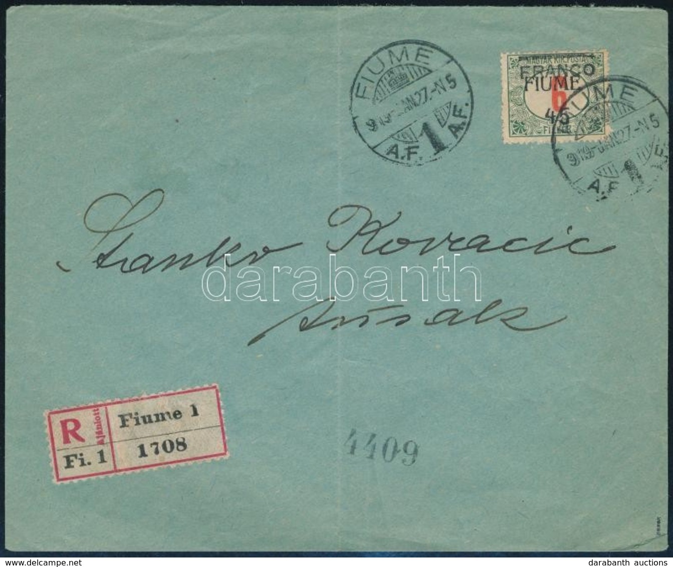 1919 Ajánlott Levél / Registered Cover 'FIUME' - Susak. Signed: Bodor - Sonstige & Ohne Zuordnung