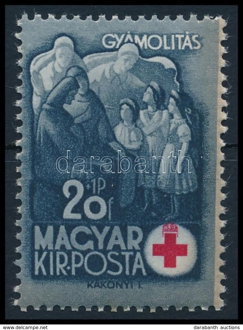 ** 1942 Vöröskereszt 20f Világos Csík A Bélyeg Jobb Oldalán - Autres & Non Classés