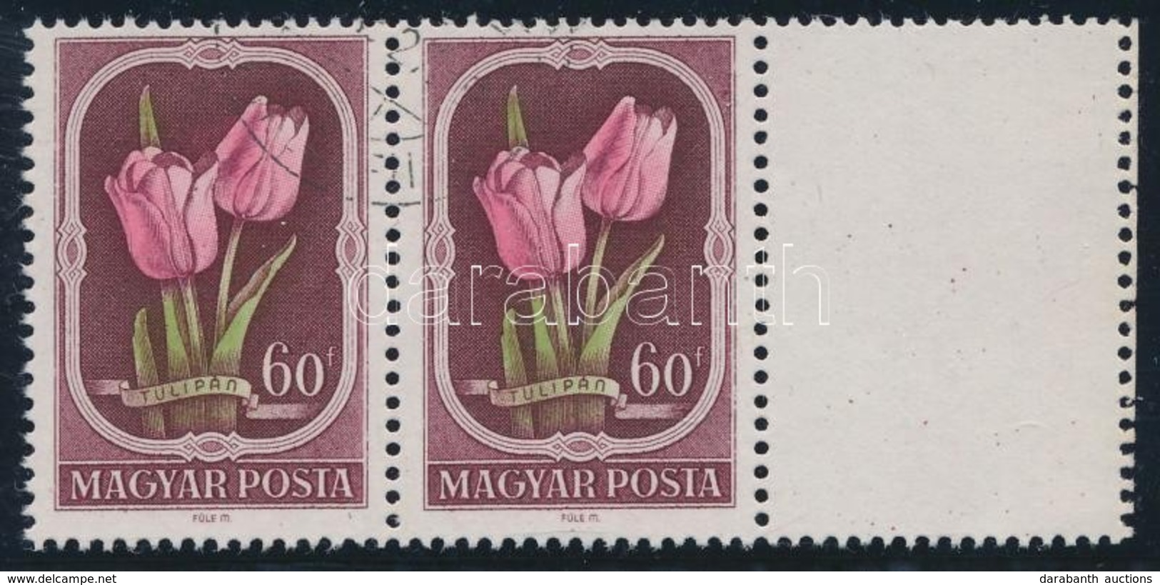 O 1951 Virág 60f Pár Jobb Oldali üresmezővel - Autres & Non Classés