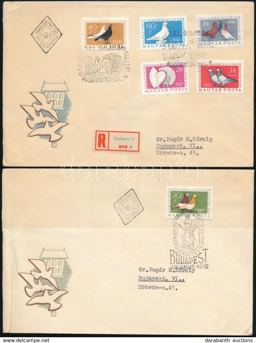 1957 Galamb Sor 2 Db FDC-n, Az Egyik Ajánlott FDC - Otros & Sin Clasificación