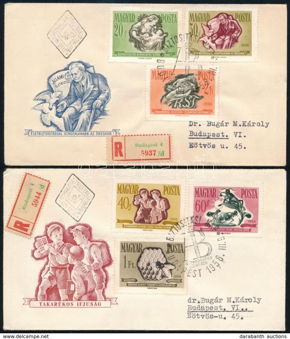 1958 Takarékosság és Biztosítás Sor 2  Db Ajánlott FDC-n - Autres & Non Classés