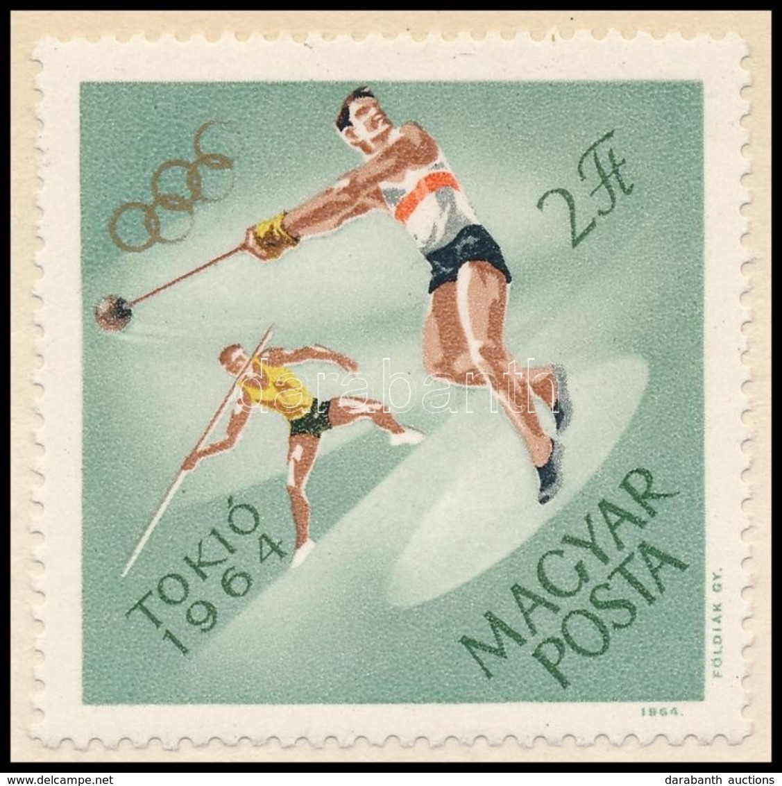 ** 1964 Tokiói Olimpia 2Ft Az Olimpiai Karikák Részleges Aranynyomat Hiányával - Sonstige & Ohne Zuordnung