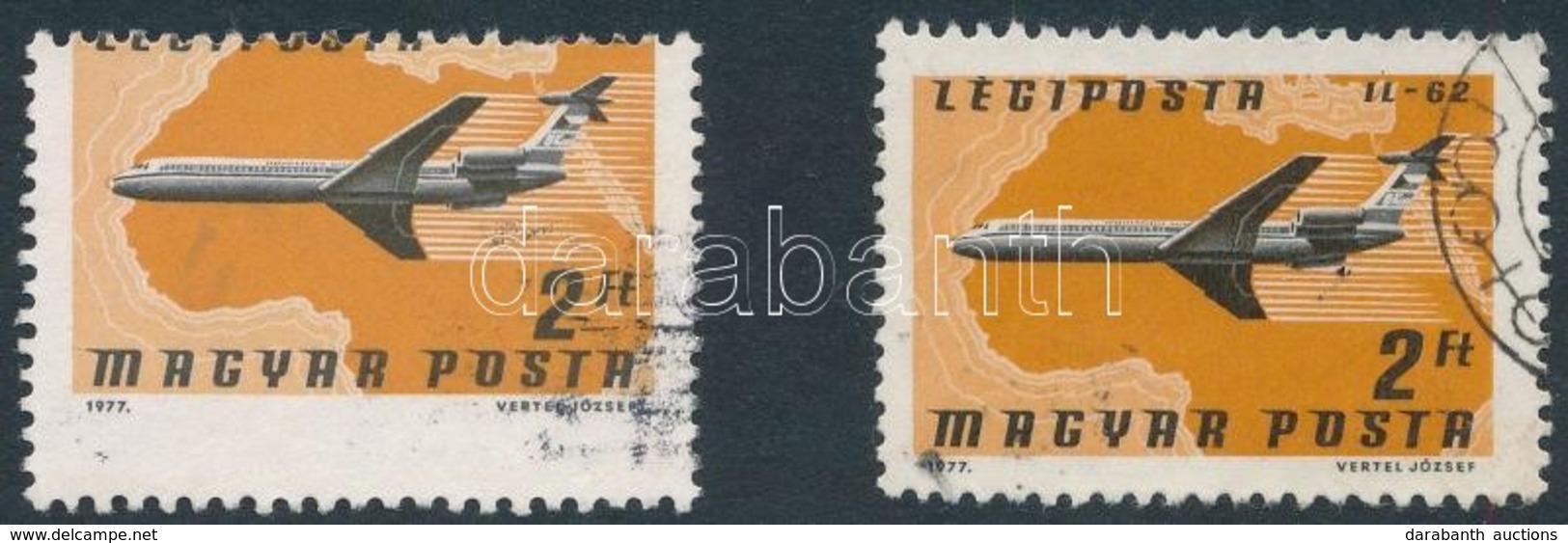 O 1977 Légiposta 2Ft Jelentős Elfogazással + Támpéldány / Mi 3224 With Shifted Perforation - Sonstige & Ohne Zuordnung