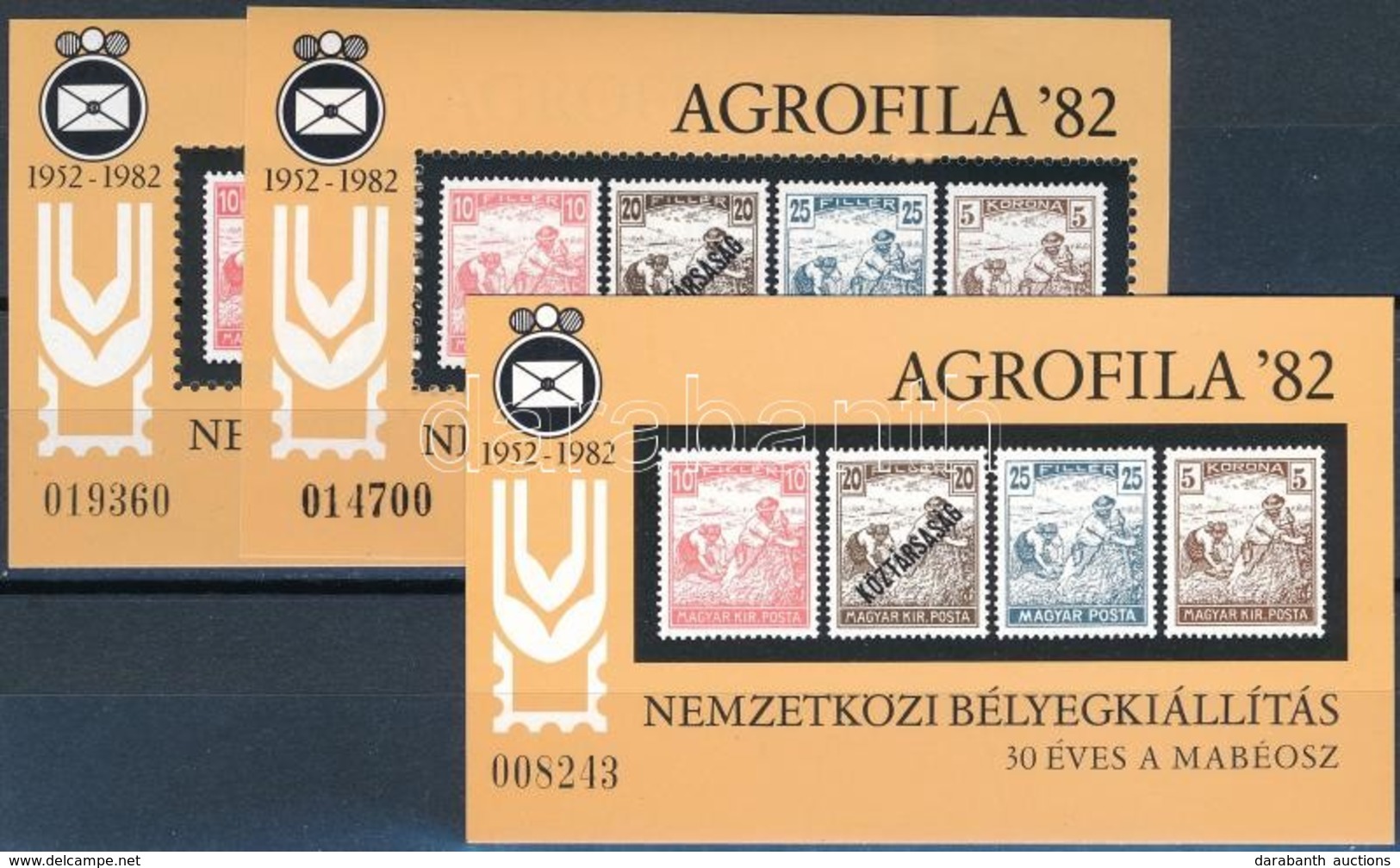 ** 1982 Agrofila Normál + Vastag Sorszámmal + Karton - Sonstige & Ohne Zuordnung
