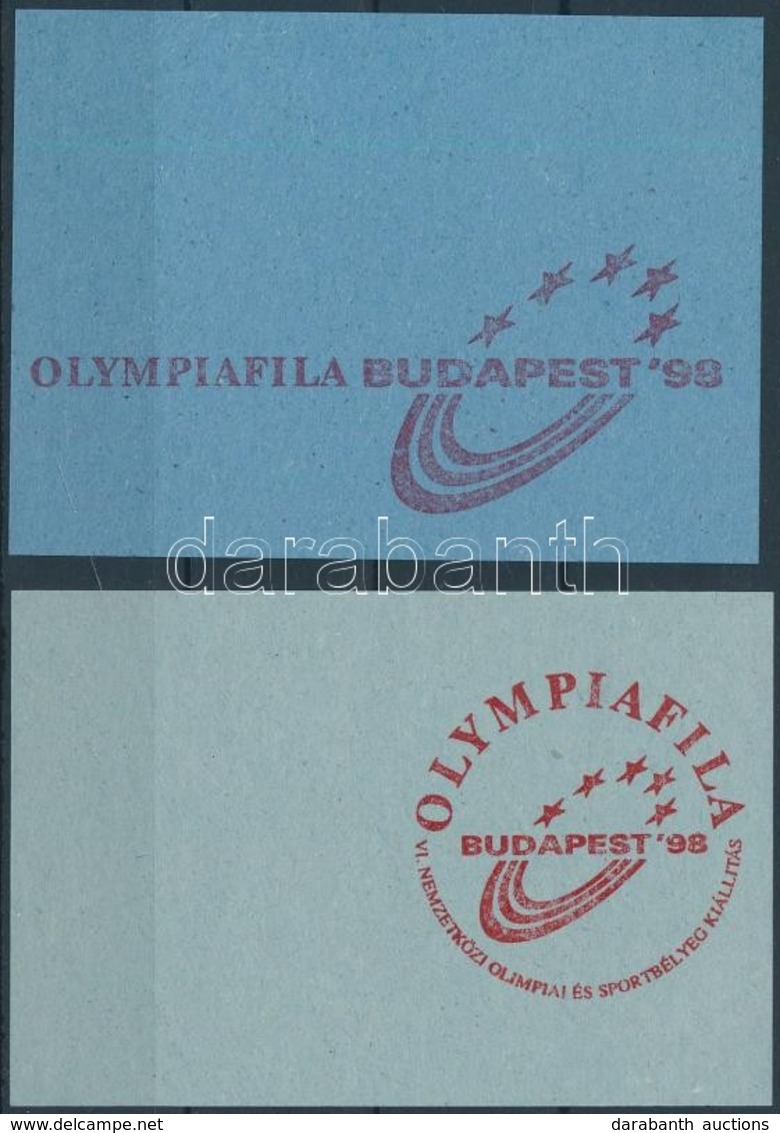 1998 Olympiafila Emlékív A Felülnyomás Kétféle Próbanyomata - Sonstige & Ohne Zuordnung