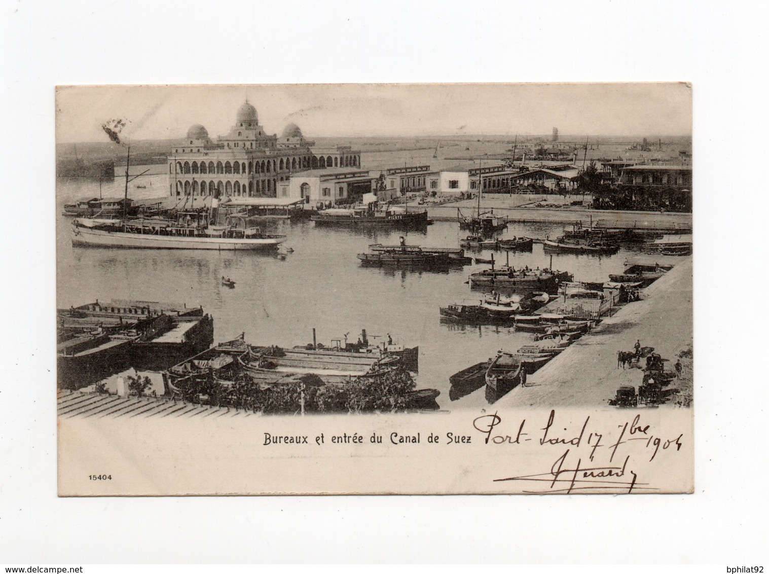 !!! PORT SAID, 5C BLANC SUR CPA, CACHET MARITIME LIGNE N, PAQ. FR. N°1 DU 20/9/1904 - Lettres & Documents