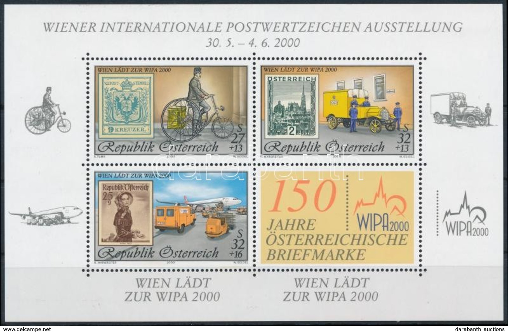 ** 2000 Nemzetközi Bélyegkiállítás WIPA 2000, Bécs (IV) Blokk,
International Stamp Exhibition WIPA 2000, Vienna (IV) Blo - Sonstige & Ohne Zuordnung