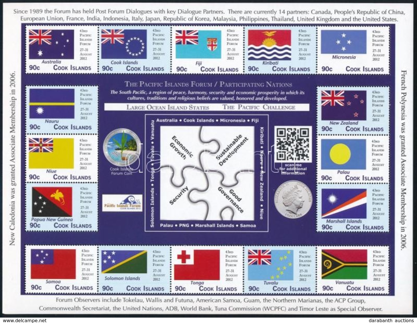 ** 2012 Csendes-óceáni Szigetek Konferenciája, Zászlók, 14 értékes + 16 értékes Kisív - Autres & Non Classés