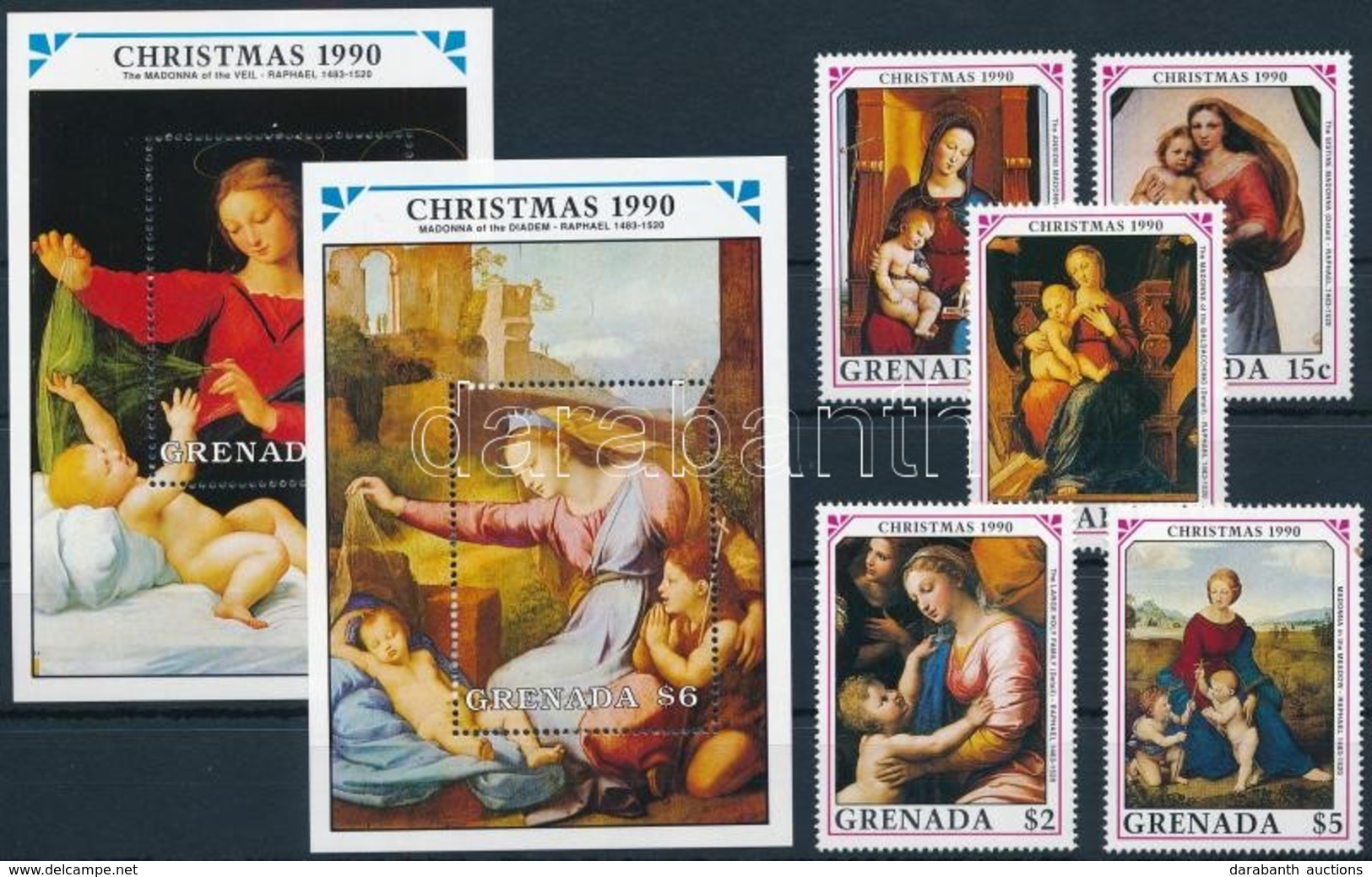 ** 1990 Karácsony, Festmények Sor + Blokksor,
Christmas, Paintings Set + Blockset
Mi 2187-191 + Mi 262-263 - Sonstige & Ohne Zuordnung