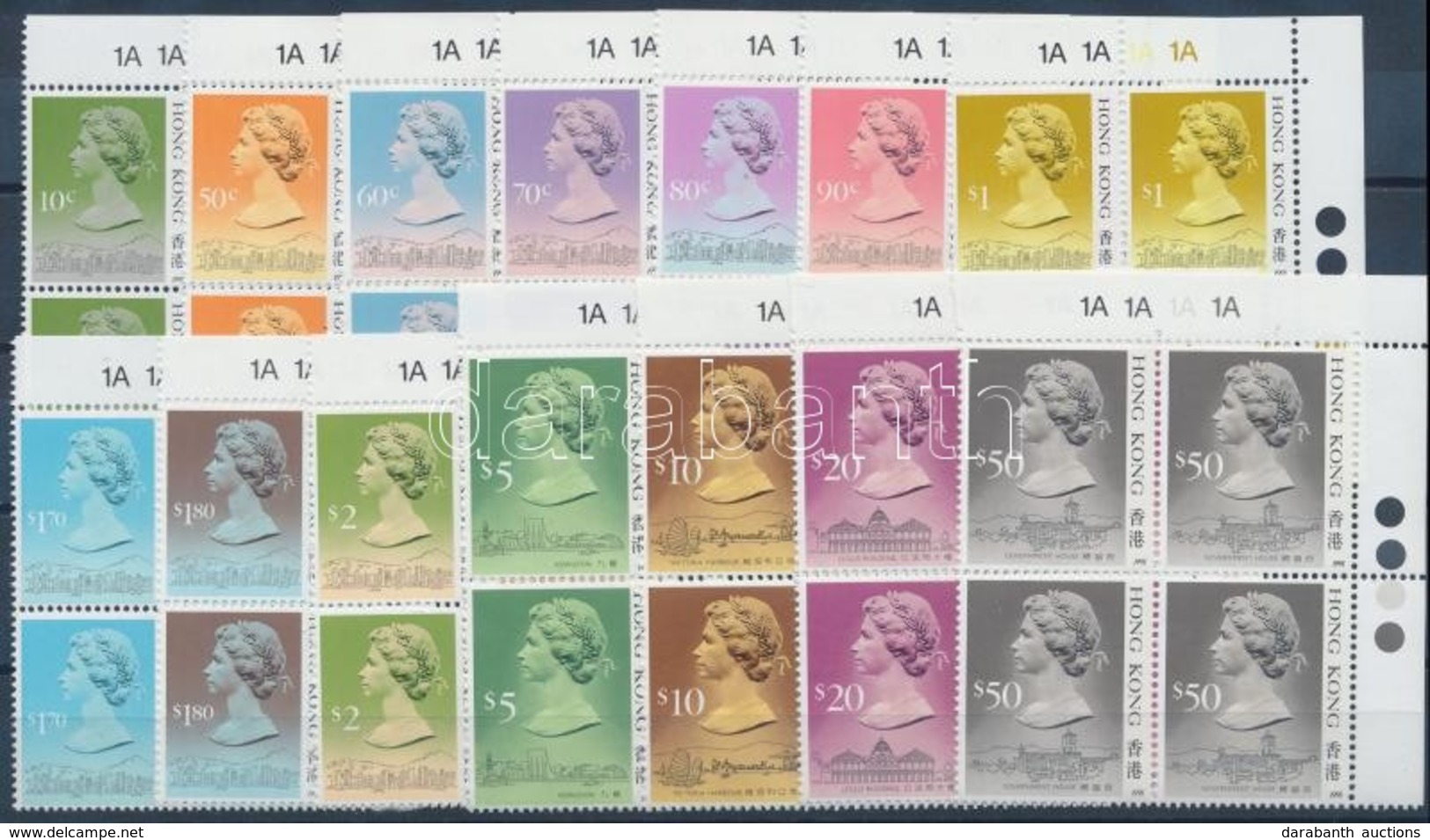 ** HONG KONG 1991 Forgalmi 13 érték Négyestömbökben 1991-es évszámmal Mi 507V-521V Között + 549V (Mi EUR 392-) / 13 Valu - Autres & Non Classés