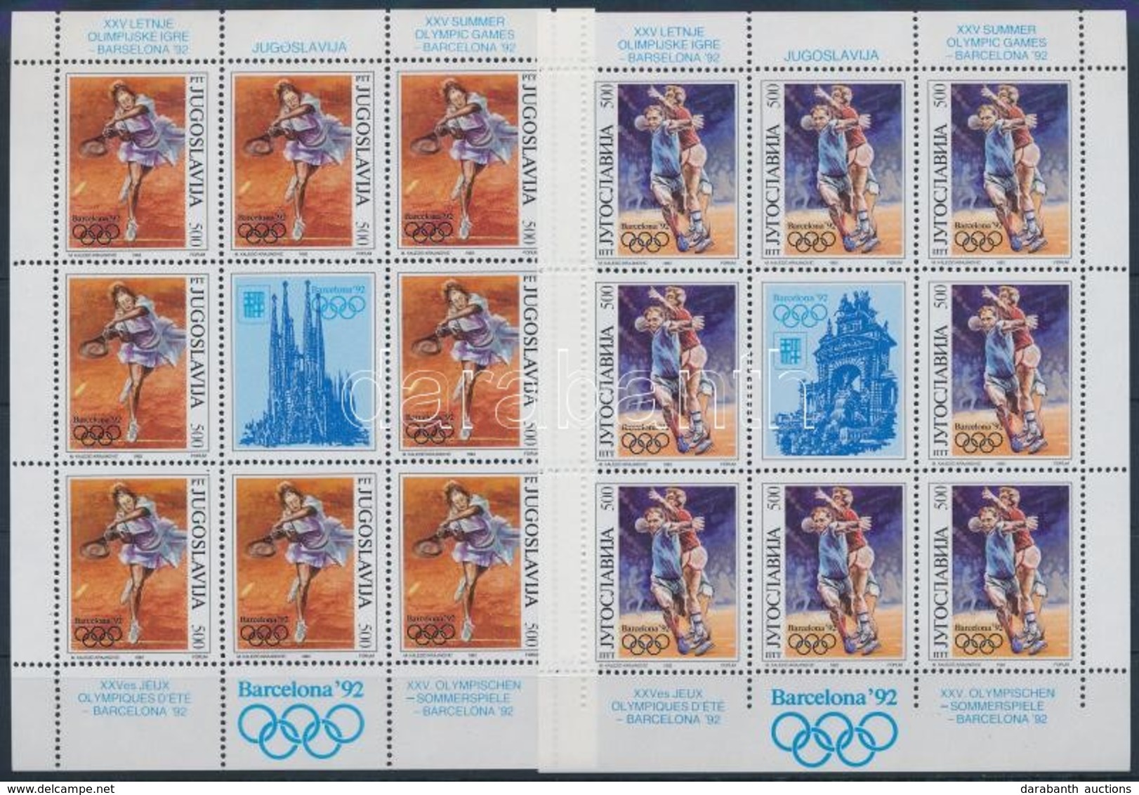 ** 1992 Nyári Olimpia; Barcelona Sor + Kisívsor Mi 2538-2541 - Sonstige & Ohne Zuordnung