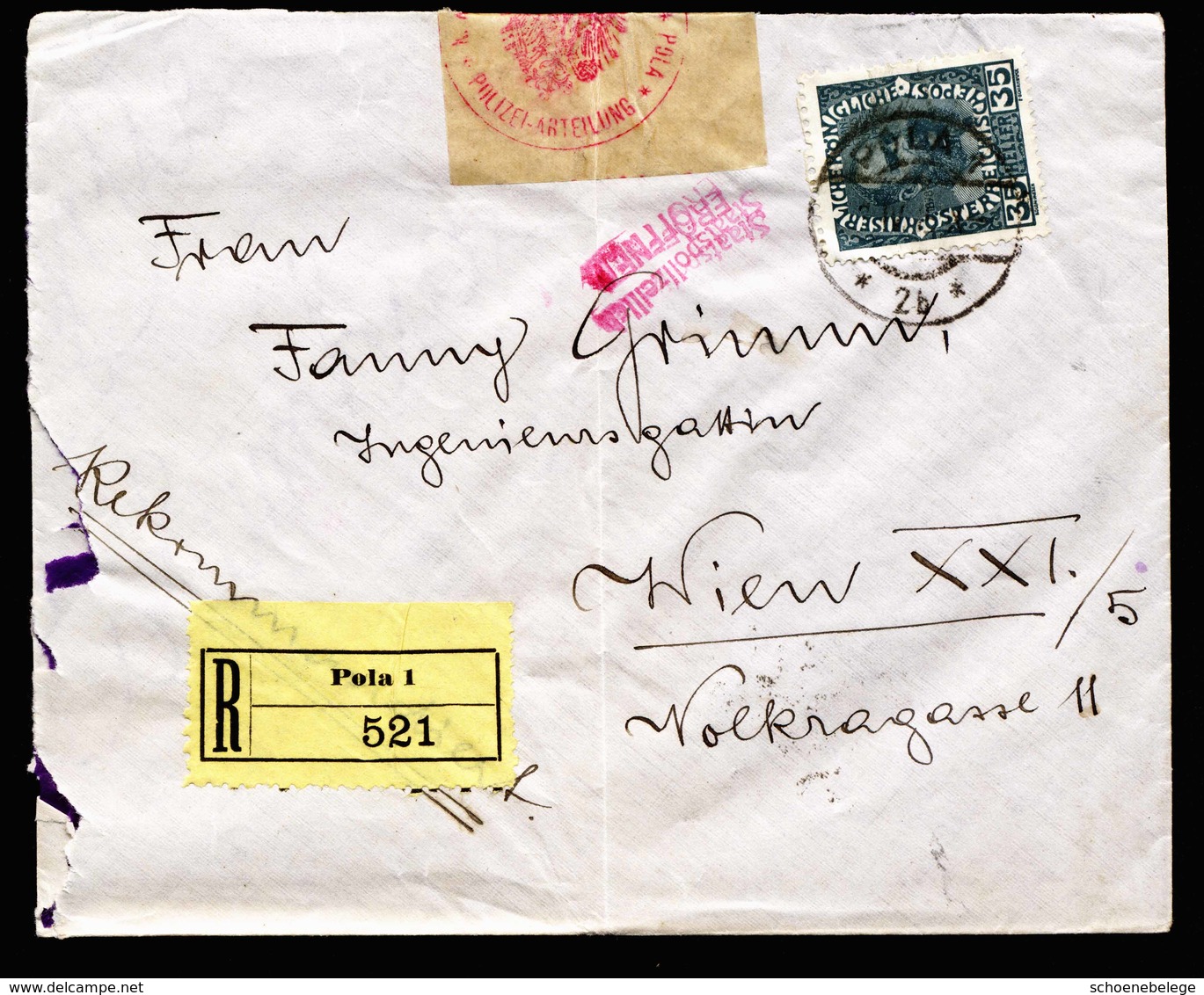 A6475) Austria Österreich R-Brief Marinefeldpost Pola Mit Seltener Zensur - Briefe U. Dokumente