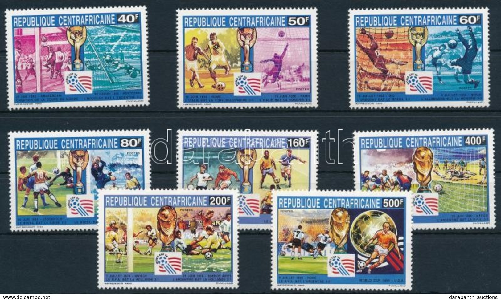 ** 1993 Labdarúgó-világkupa 1994, USA (I) Sor,
Football World Cup 1994, USA (I) Set
Mi 1517-1524 - Otros & Sin Clasificación