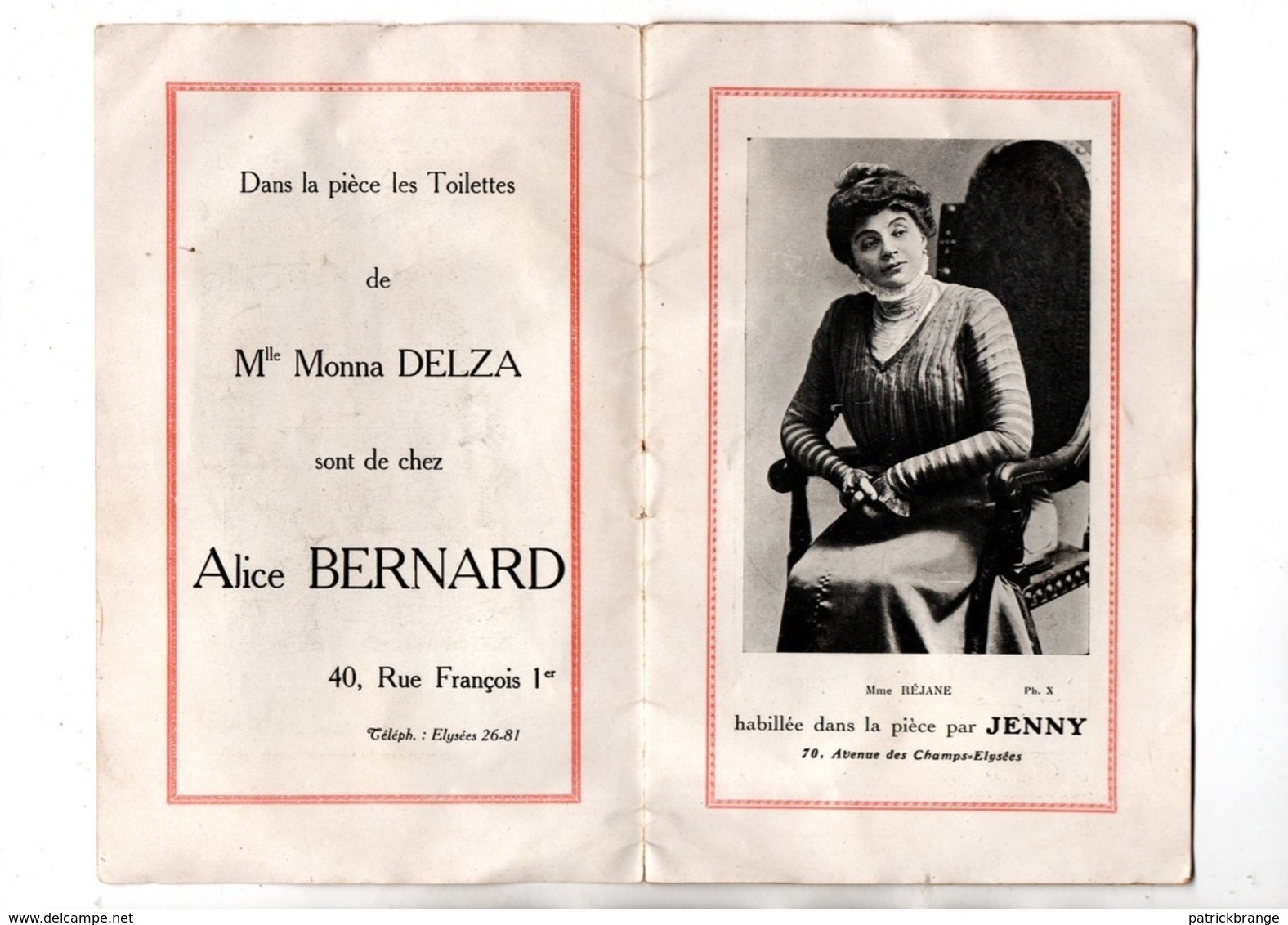 PROGRAMME. THÉÂTRE DE PARIS . " LA VIERGE FOLLE " . RÉJANE, D, DELZA, GONZALVES, J; DEROY - Réf. N° 73P - - Programmes