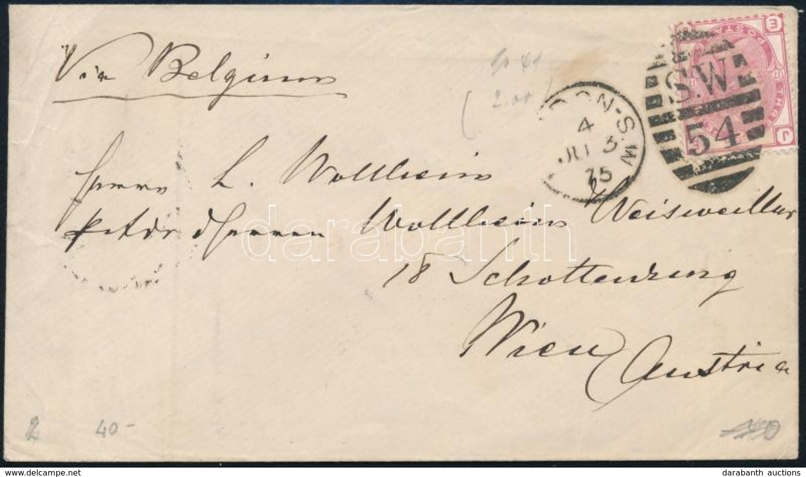 1875 Levél Bécsbe / Mi 41 On Cover 'LONDON' - 'WIEN' - Other & Unclassified