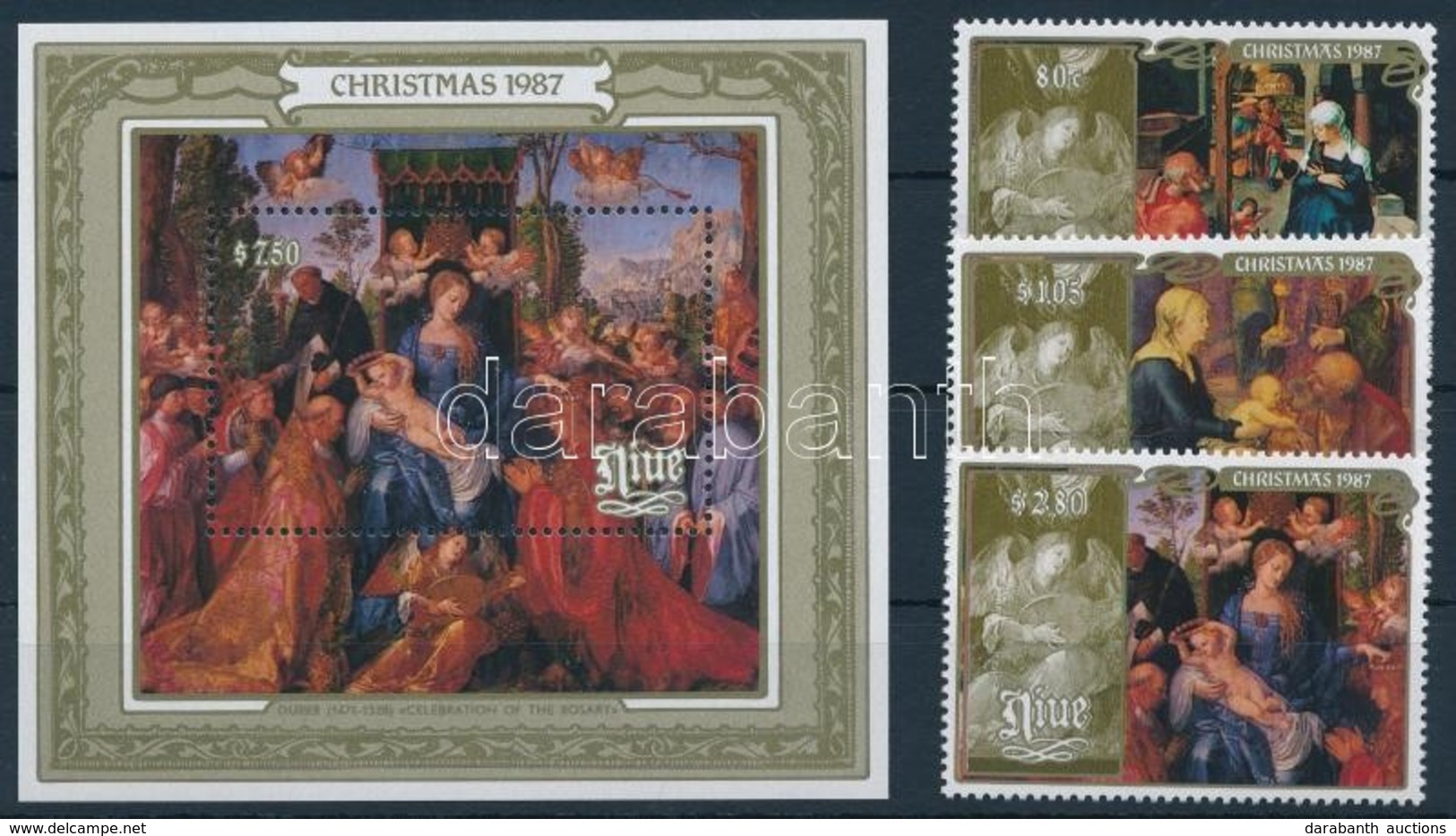 ** 1987 Karácsony, Dürer Sor + Blokk,
Christmas, Dürer Set + Block
Mi 719-721 + Mi 112 - Autres & Non Classés