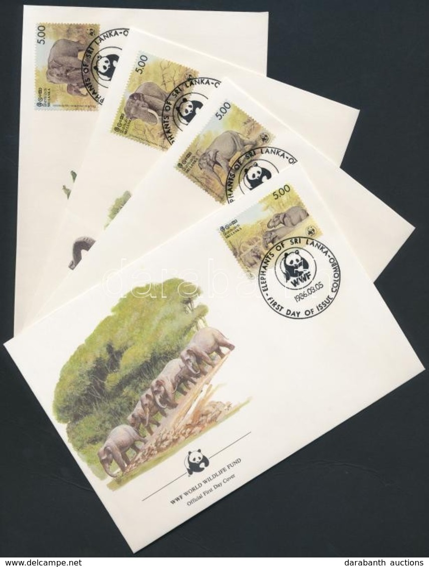 1986 WWF Ceyloni Elefánt Sor Mi 753-756 4 FDC - Sonstige & Ohne Zuordnung