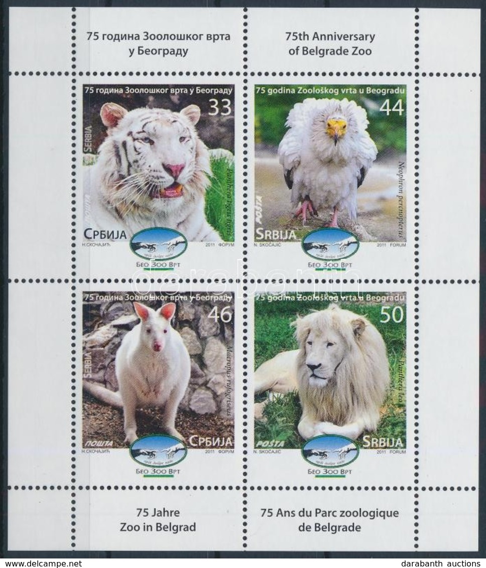 ** 2011 Belgrádi Állatkert Bélyegfüzet Lap,
Zoo In Belgrade Stamp-booklet Sheet
Mi 426-429 - Autres & Non Classés