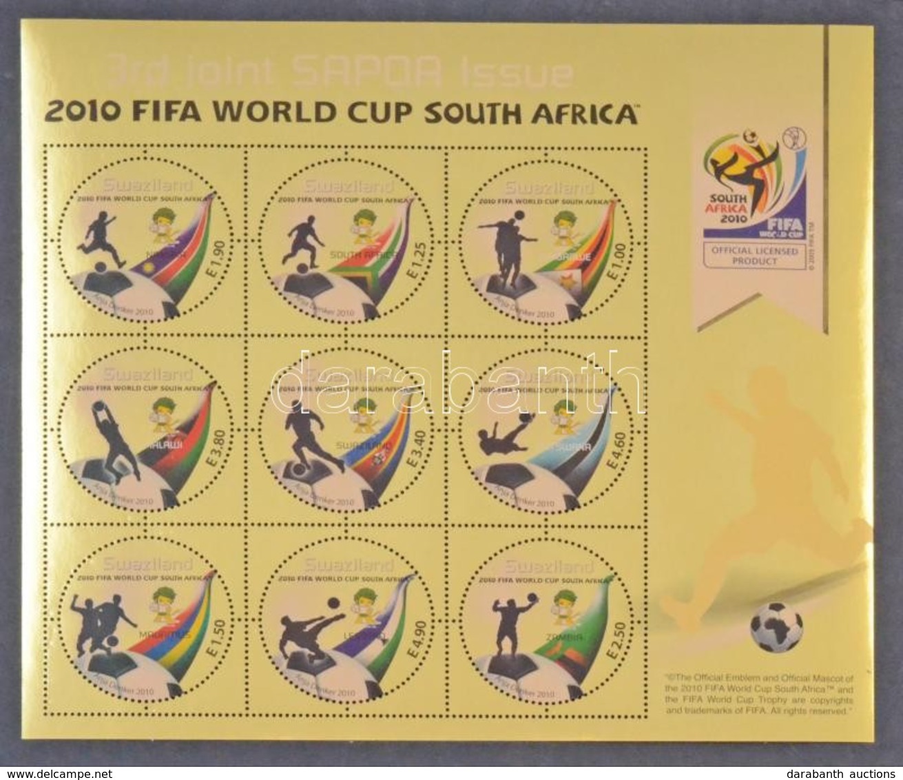 ** 2010 Futball Világbajnokság, Dél-Afrika Kisív,
Football World Cup, South Africa Mini Sheet
Mi 815-823 - Sonstige & Ohne Zuordnung