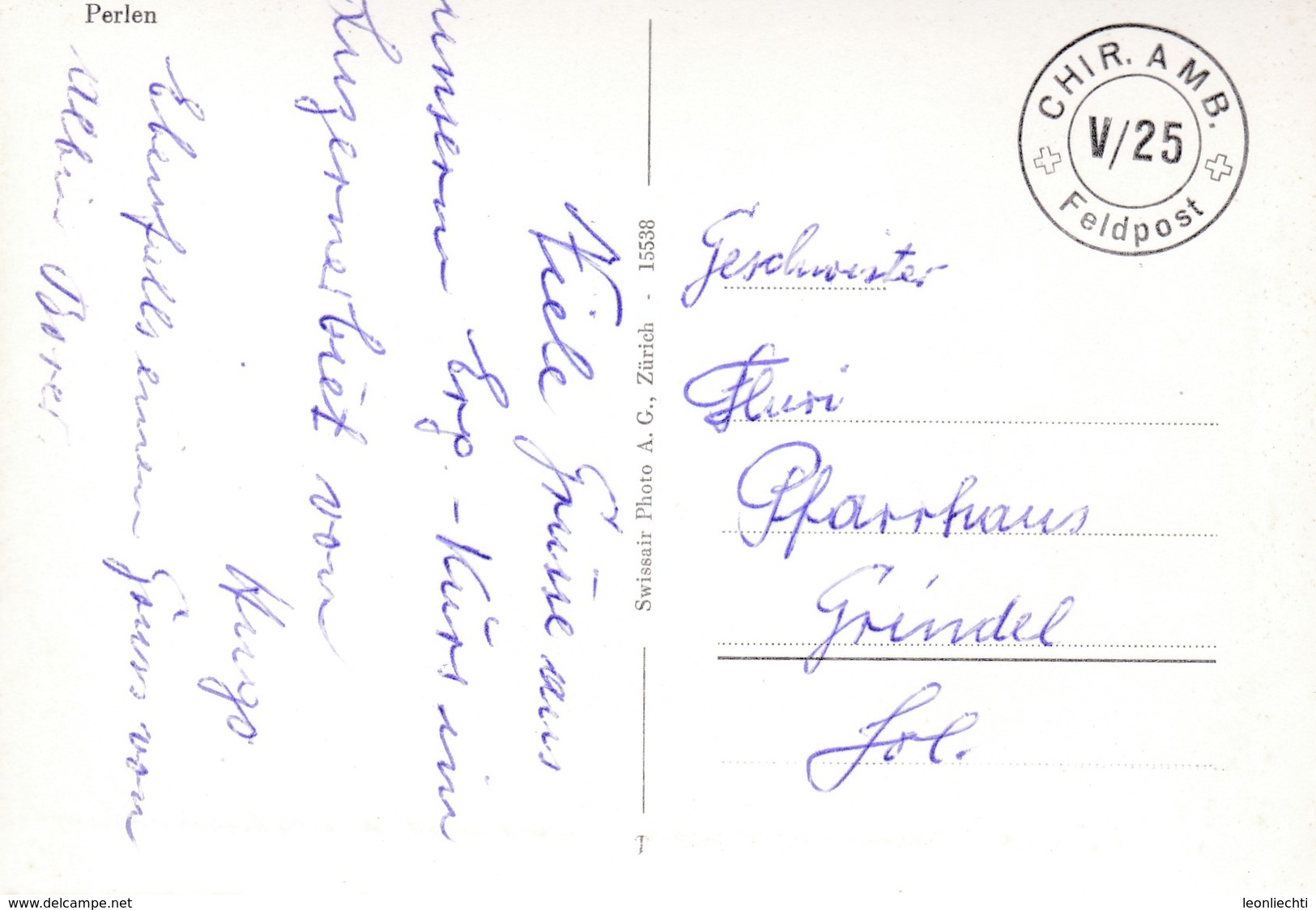 Flugaufnahme, Perlen - Luzern," CHIR. AMB." Feldpost - Other & Unclassified