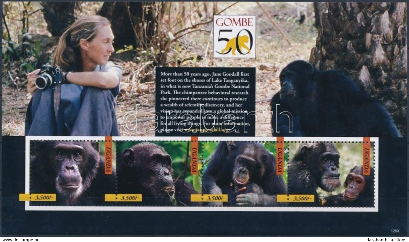 ** 2012 Jane Goodall, A Világhírű Csimpánzkutató Kisívsor Mi 2826-2833 - Sonstige & Ohne Zuordnung