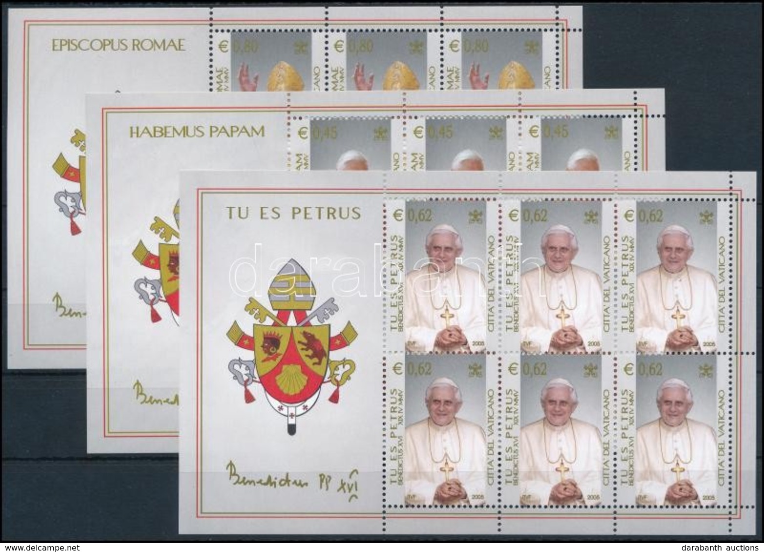 ** 2005 Pápa Kisívsor,
Pope Mini Sheet Set
Mi 1517-1519 - Sonstige & Ohne Zuordnung