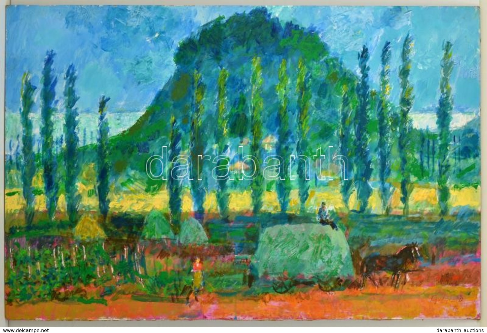 Gulyás Dénes (1927-2003): Betakarítás. Olaj, Farost, Jelzett, 66×100 Cm - Sonstige & Ohne Zuordnung