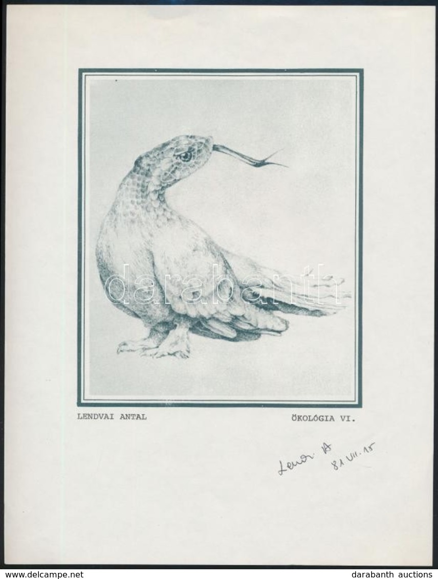 Lendvai Antal (1949-1995): Ökológia VI. 1981. Ofszet, Papír, Jelzett, 15×13 Cm - Sonstige & Ohne Zuordnung