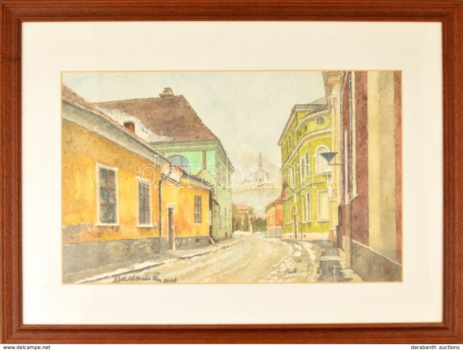 Madarász Tibor (1937-): Esztergom. Akvarell, Papír, Jelzett, üvegezett Keretben, 34×54 Cm - Sonstige & Ohne Zuordnung