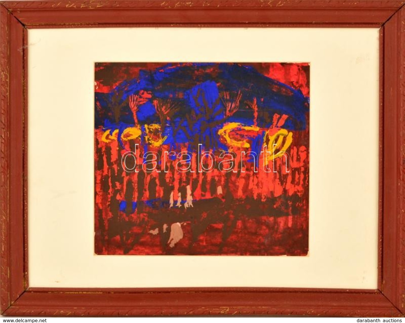 Somlai Vilma (1938-2007): Őszi Táj. Tempera, Papír, Jelzés Nélkül, Keretben, 27×30 Cm - Sonstige & Ohne Zuordnung