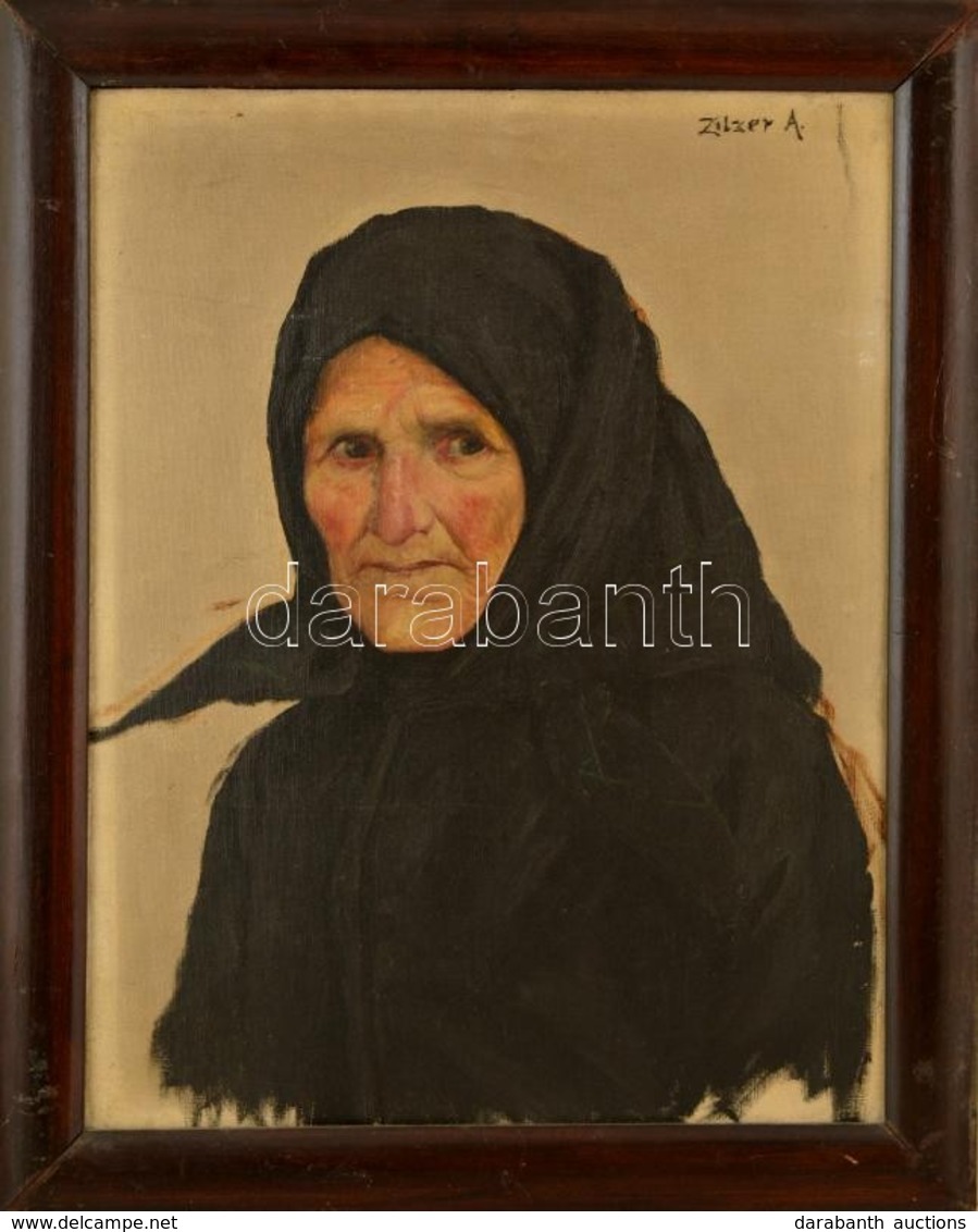 Zilzer Antal (1860-1921): Öregasszony Portré. Olaj, Vászon, Jelzett, Keretben, 45×35 Cm - Autres & Non Classés