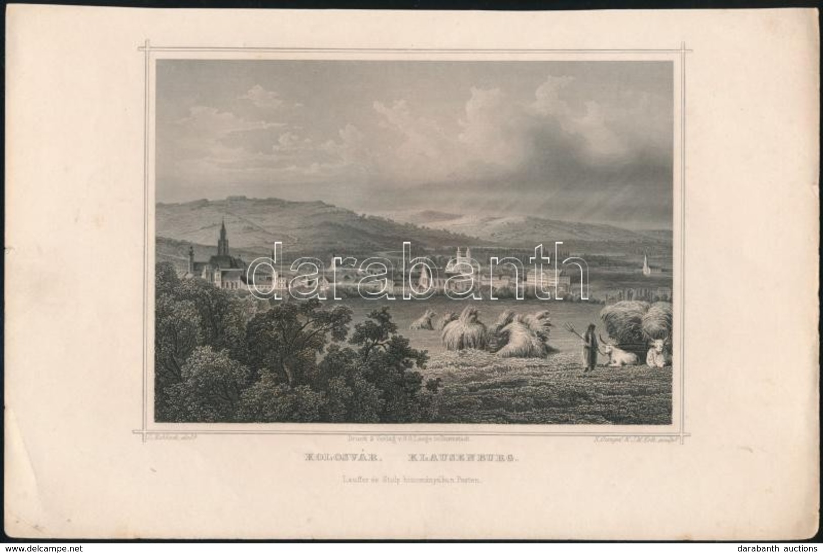 Cca 1850 Ludwig Rohbock (1820-1883)-Gungel: Kolozsvár, Acélmetszet, Jelzett A Metszeten / Steel Engraving, 13×19 Cm - Stiche & Gravuren